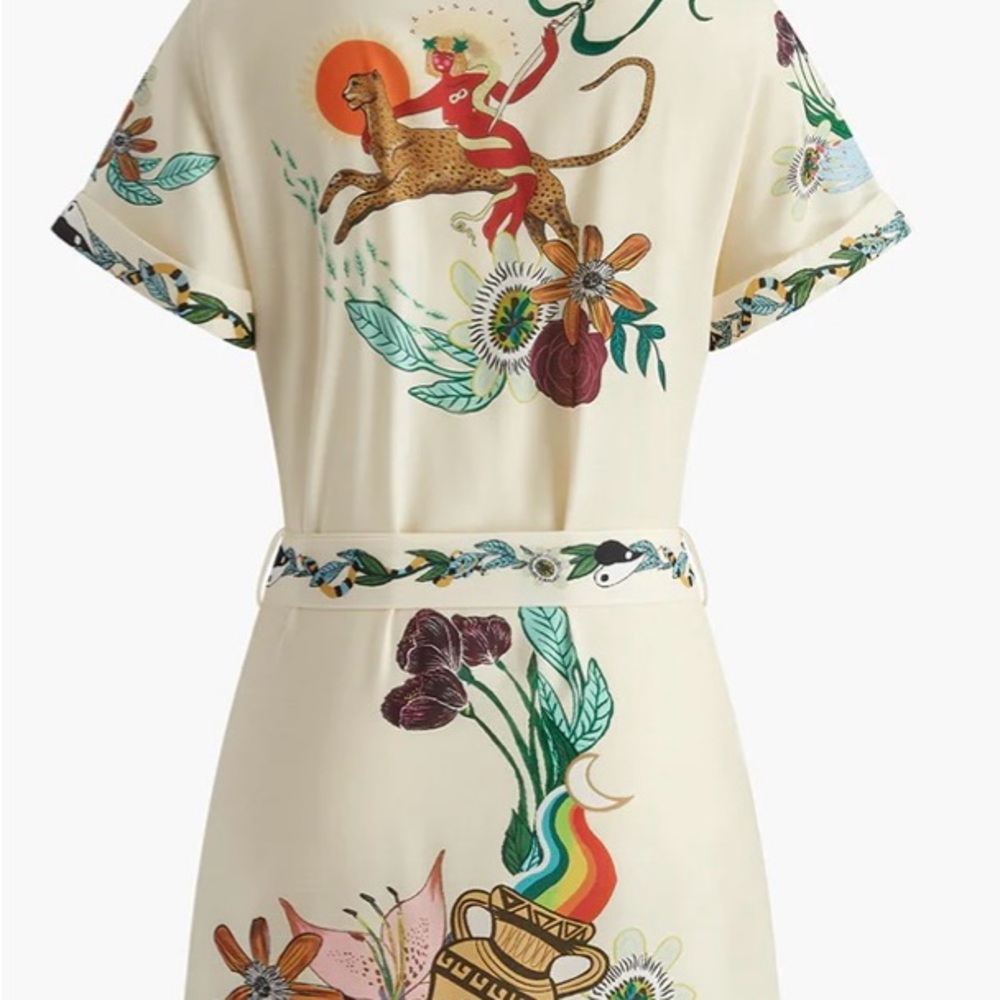 Commense Cream Botanical Mini Dress with Multicolor Floral Print - Picture 2 of 6